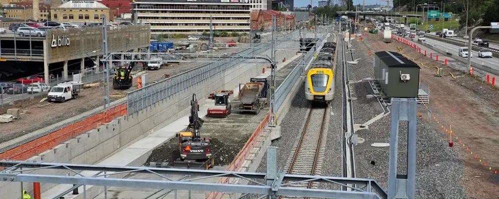 Spåren omlagda för Västlänkens anslutning. Foto: Håkan Holgén, Trafikverket.