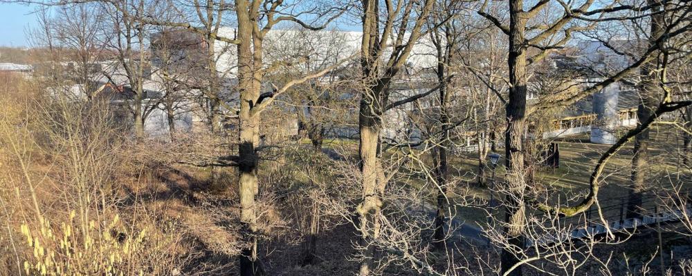 Här, bredvid Stockholmsmässan, ska den nya tunnelbanestation i Älvsjö placeras. Mässan kommer att rivas och ge plats åt en del av de nya bostäder och arbetsplatser som planeras i området. Foto: Stina Wickenberg