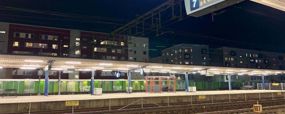 Älvsjö station november 2025. Foto: Stina Wickenberg
