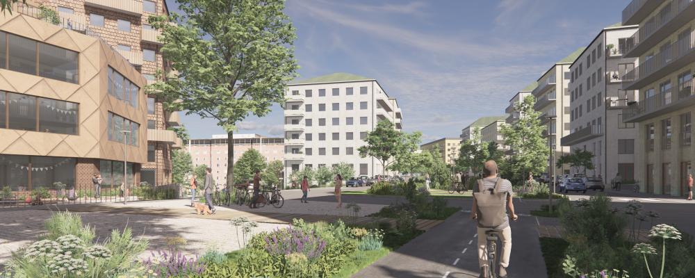 Järnvägen byggs ut från två till fyra spår mellan Huvudsta och Duvbo. Bild: AIX Arkitekter