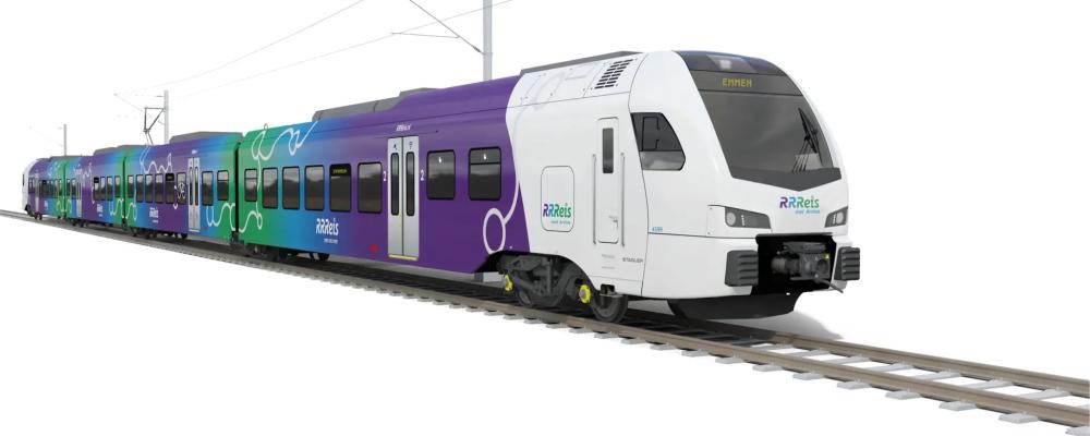 Varje fyrdelad FLIRT-enhet erbjuder 248 sittplatser, varav 12 i första klass, och har kapacitet för totalt 457 passagerare. Tågen är utformade för hög flexibilitet, med multifunktionella ytor som kan anpassas efter säsong och behov – exempelvis för cykelparkering eller extra sittplatser. Bild: Stadler