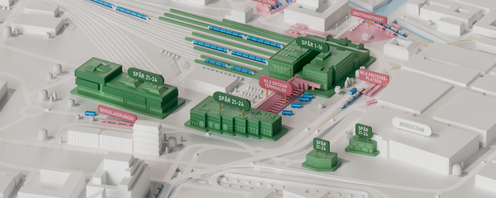Det nya stationsområdet vid Göteborgs Centralstation växer fram. Illustration: Västtrafik