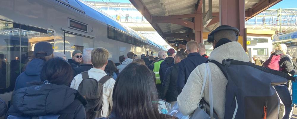 Inställt tåg vid Göteborgs central. Foto: Privat