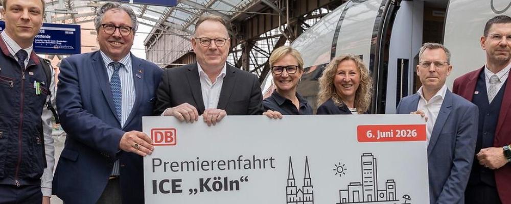 I samband med premiären döpte Deutsche Bahn ett av sina ICE 3neo-tåg till ”Köln” under en ceremoni vid Kölns centralstation. Foto: Deutsche Bahn