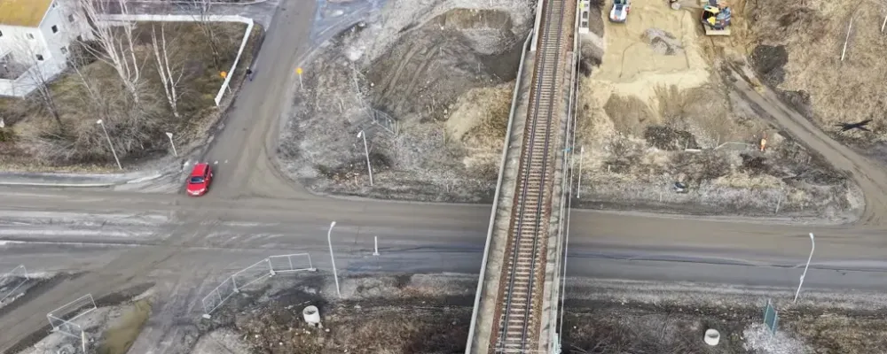 Broarbeten vid Fridhemsgatan och Björneborgsgatan söder om Sundsvall. Foto: Trafikverket