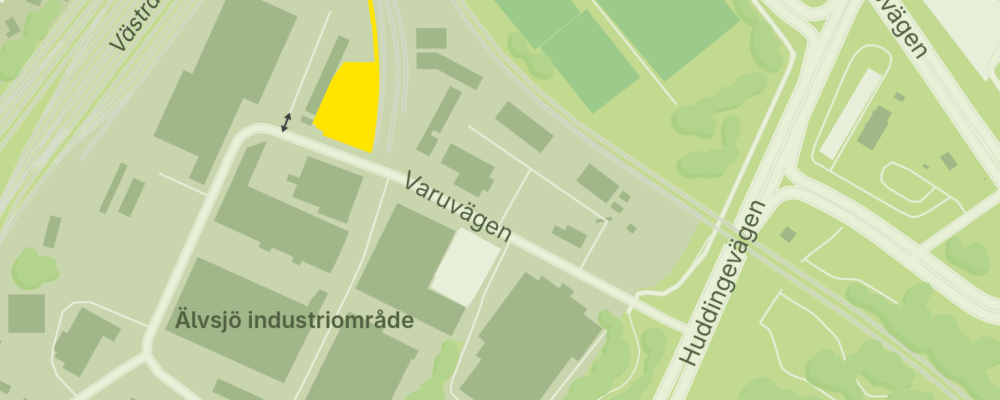 Etableringsområdet ligger intill Varuvägen i Älvsjö. Grafik: Region Stockholm