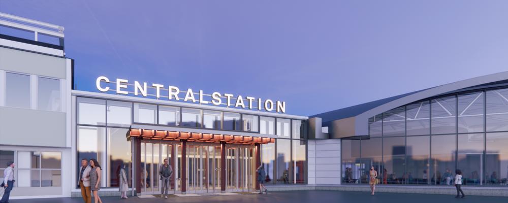 Ny entré, Övre hallen, Stockholms Centralstation. Vy mot ny entré.  Bild: AIX Arkitekter.