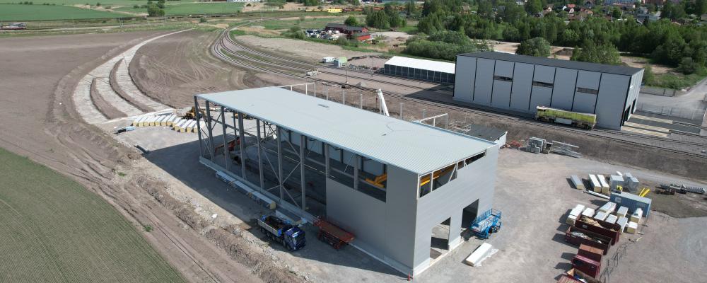 Pågående arbete med Siemens verkstad i Hallsberg. Foto: Pressbild Train Alliance