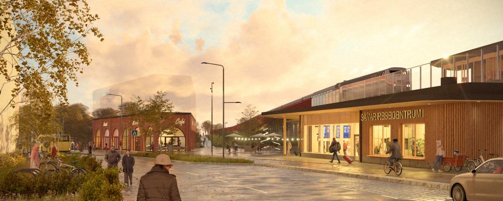 Visions bild av Sävars resecentrum. Bild: Umeå kommun