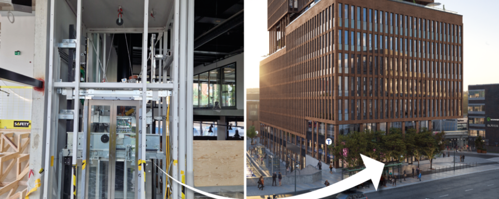 Här installeras nya tunnelbanans första hiss. Bild: Region Stockholm