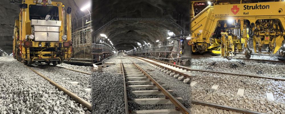 Nu pågår spårläggning på flera ställen av nya tunnelbanan. Bild: Region Stockholm.