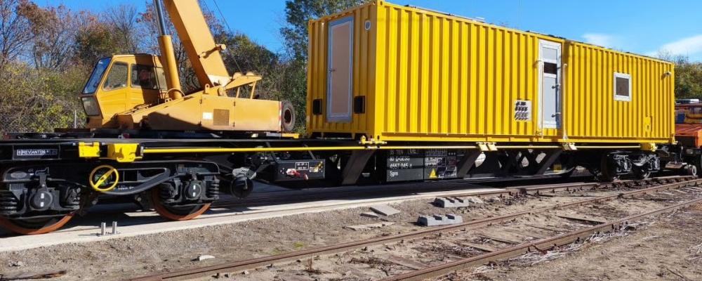 Första ukrainskbyggd godsvagn levererad till Tyskland för järnvägsarbete. Foto: