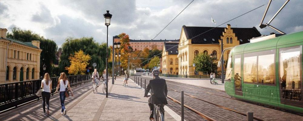 Framtidens spårväg i Uppsala. Illustration: White Arkitekter