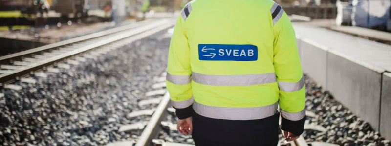 Sveab Järnväg bygger 2 300 meter nytt spår i Eskilstuna Logistikpark. Foto: Sveab