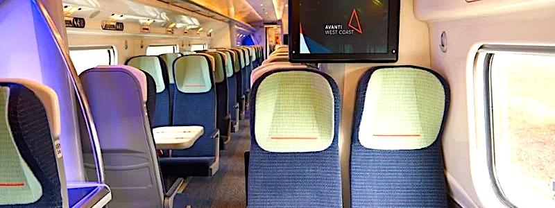 De nya uppgraderade brittiska Avanti West Coast-tågens interiör har fått en ordentlig ansiktslyftning. Foto: Avanti West Coast
