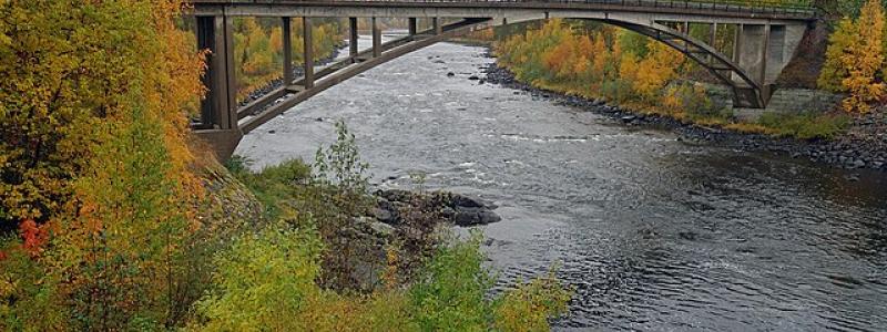 Byske nära Myrheden. Den gamla bron från Jörn till Långträsk. Foto: Wikimedia Commons
