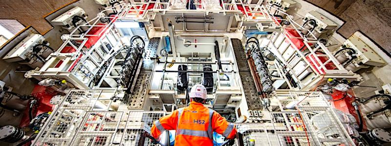 En av HS2:s tunnelborrmaskiner har nu påbörjat tunneldrivning från Old Oak Common mot Euston station i centrala London. Foto: HS2 Ltd
