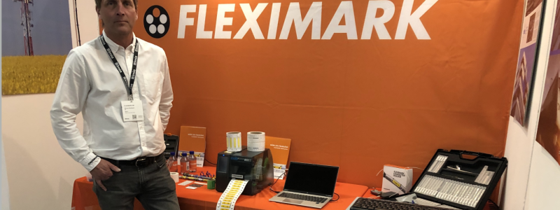 Göran Karlsson, säljare vid Fleximark presenterade företagets märkningssortiment vid järnvägsmässan Elmia Nordic Rail.