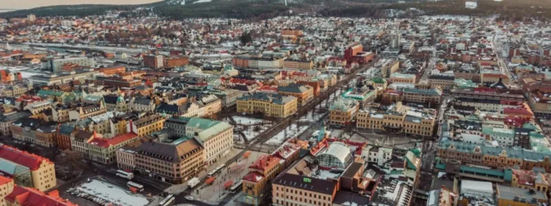Drönarbild över Sundsvall och Stenstan Foto: Sundsvalls kommun