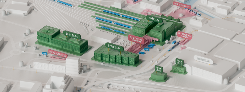 Det nya stationsområdet vid Göteborgs Centralstation växer fram. Illustration: Västtrafik
