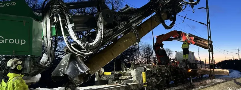 Det så kallade borrtåget avverkar en sträcka av cirka 500 meter per arbetsskift. Foto: Trafikverket