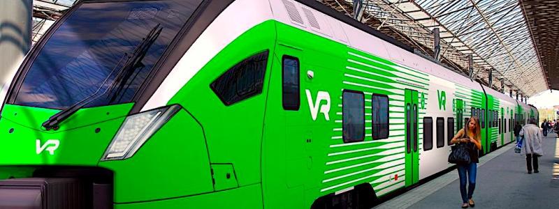 Den nya designen har även anpassats för att tågen ska vara lätta att känna igen, både från avstånd och på nära håll vid perrongen. Designen är skapad för att tågen ska se bra ut både när de susar fram genom landskapet och när passagerare kliver ombord. Foto: VR