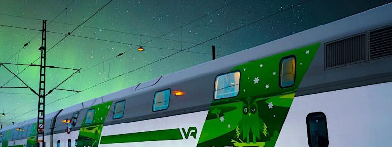 Finländskt nattåg med sovvagnar. Bild: VR
