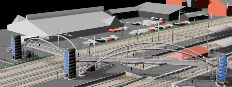 Hillerød station ska byggas om med nya spår, nytt tak, längre plattformar och en ny gångbro över stationen. Bild: Banedanmark