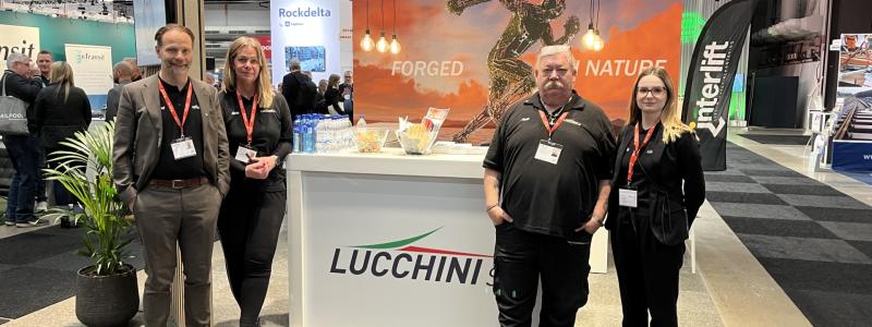 Mikael Rahunen, Karin Wessén, Pentti Forsström, Claudia Allioni, fanns på plats i Lucchinis monter under järnvägsmässan Train & Rail.