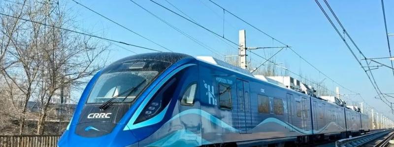 Kinesiska CRRC:s vätgaståg på företagets testbana i Changchun i Jilin-provinsen. Foto: CRRC via statliga nyhetsbyrån Xinhua
