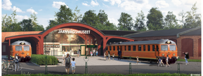 Järnvägsmuseets nya entré. Fotograf/Källa: Tyréns
