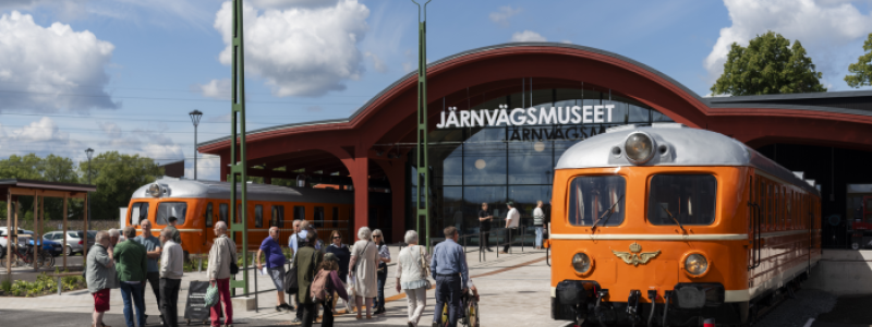 Järnvägsmuseets entré vid Rälsgatan 1 i Gävle. Fotograf/Källa: Daniel Bernstål