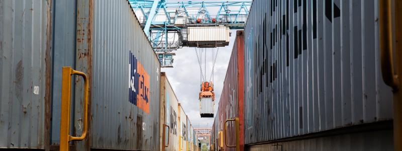 I Rekordmånad för järnvägsvolymer i Göteborgs containerterminal. Foto: APM Terminals Gothenburg