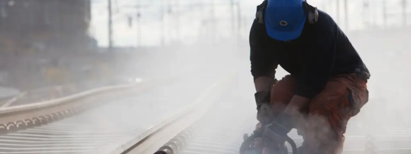 Trafikverket river den gamla rälsen på Karlstad C och kapar den i behändiga längder. Foro: Trafikverket