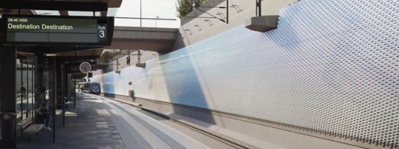 Materialet är framtaget för att passa in i järnvägsmiljön och för att skapa en effektfull känsla. Foto: Trafikverket