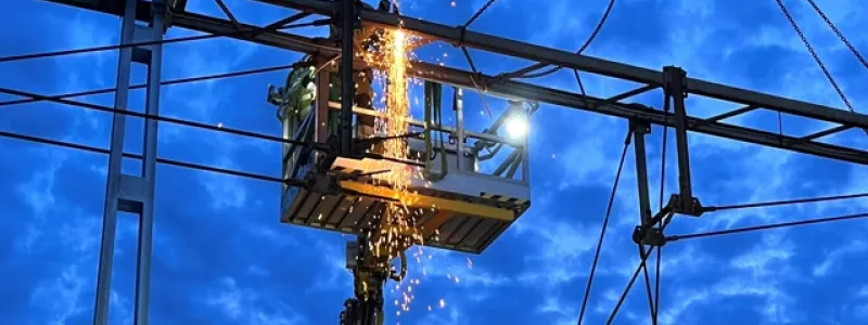 Kontaktledningsarbete i Värnamo. Foto: Trafikverket