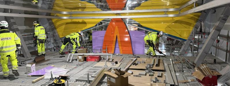 Kristallgrottan på station Hagastaden under konstruktion. Foto: Region Stockholm