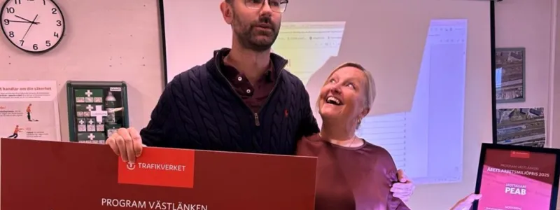 Priset går till entreprenören Peab AB. Det delas ut av Trafikverket och består av ett diplom samt 25 000 kronor. Foto: Trafikverket