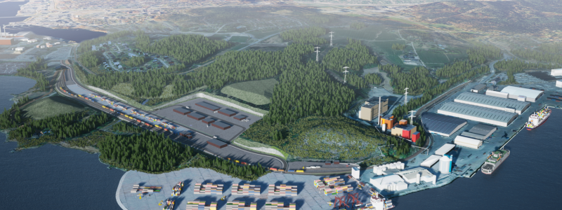 Nu byggs ett effektivt och hållbart transportnav i Sundsvall. Foto: Sundsvall Logistikpark