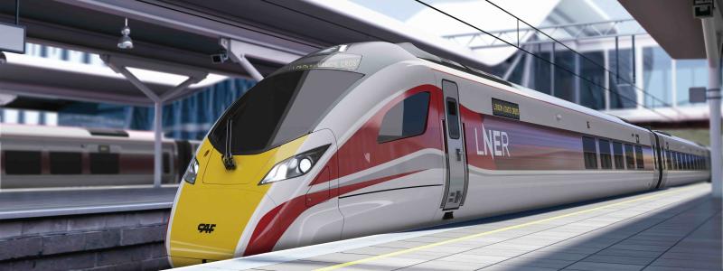 Tio av dessa nya "trimodala" Intercity-tåg, som kan köras på elektricitet, diesel eller batteri levereras av CAF. Foto: LNER