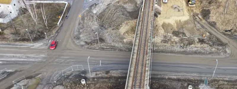 Broarbeten vid Fridhemsgatan och Björneborgsgatan söder om Sundsvall. Foto: Trafikverket