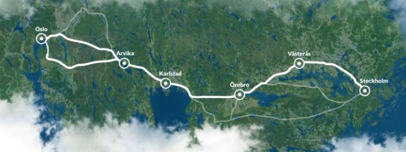 Stråket mellan Oslo och Sthlm. Bild: Oslo-Sthlm 2.55
