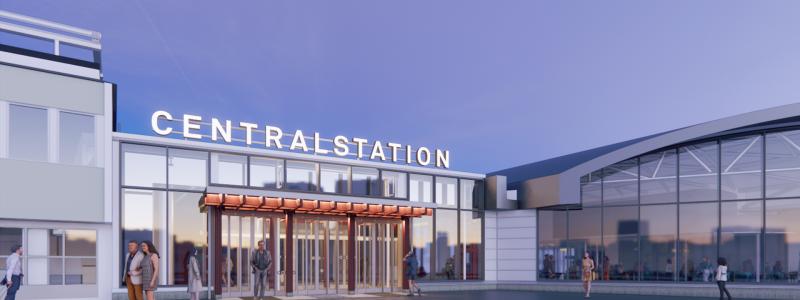 Ny entré, Övre hallen, Stockholms Centralstation. Vy mot ny entré.  Bild: AIX Arkitekter.