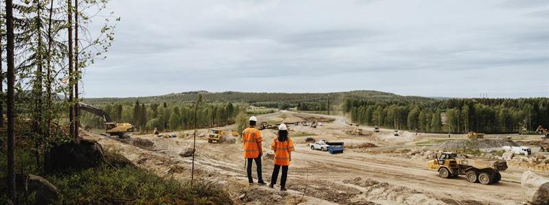 Den nya järnvägsanslutningen sträcker sig från Trafikverkets befintliga spår nordost till Boden Industrial Park. Fotograf: Samuel Unéus