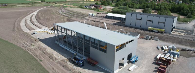 Pågående arbete med Siemens verkstad i Hallsberg. Pressbild: Train Alliance