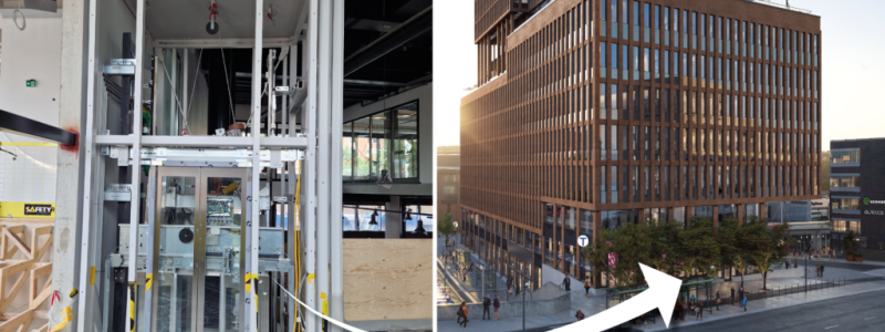 Här installeras nya tunnelbanans första hiss. Bild: Region Stockholm