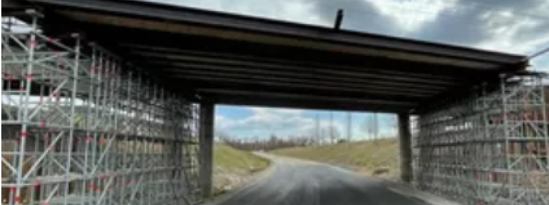 Ny järnvägsbro för dubbelspårsutbyggnaden mellan Ängelholm och Helsingborg. Foto: Trafikverket