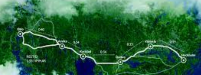 Trafikverket ska utreda förutsättningarna för sträckan Oslo-Stockholm. Karta: Oslo-Sthlm 2.55
