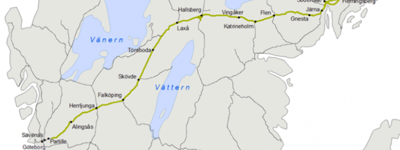 Västra stambanan går mellan Göteborg och Stockholm. Karta: Trafikverket