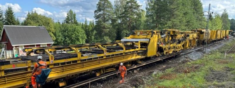 Bild från spårbytet sommaren 2024. Foto: Trafikverket